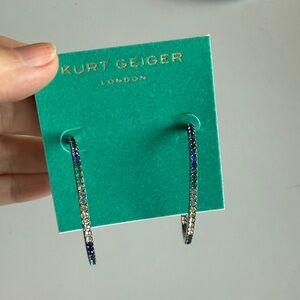 Kurt Geiger Silver and Blue Ombre Crystal Hoop Earrings
